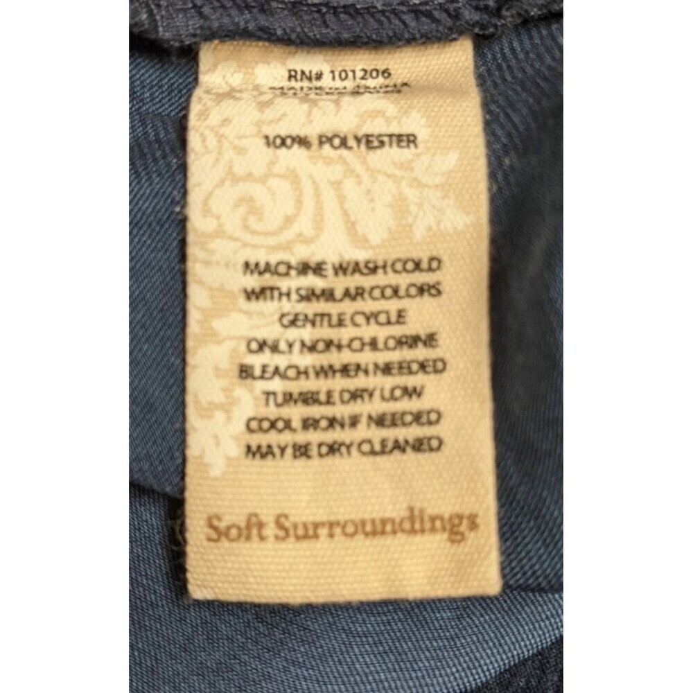 Women's SOFT SURROUNDINGS "Perfect Palazzo" Blue Satin Wide Leg Pants Petite S - Picture 11 of 11